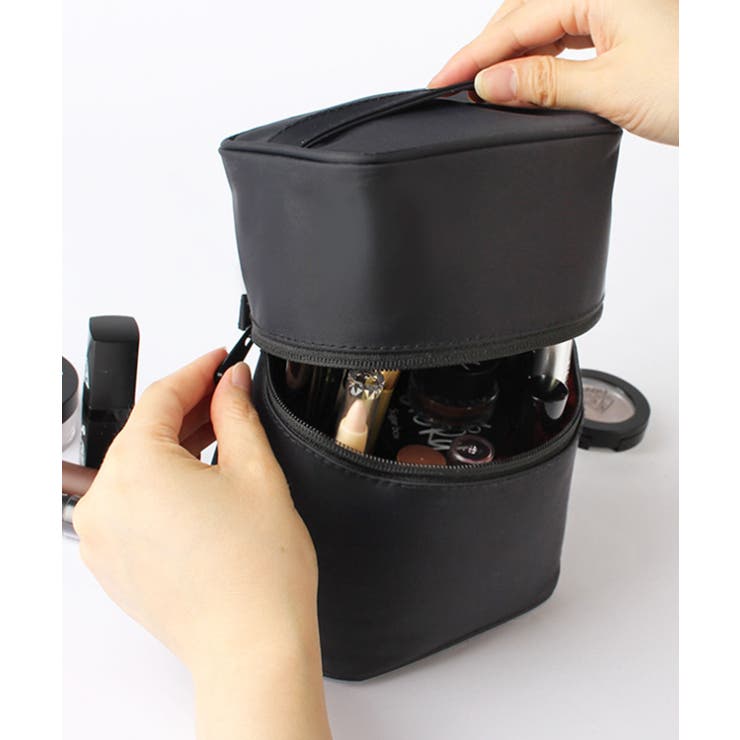 ブラック×ブラック | ポーチ 小物入れ 大きめ | ninon