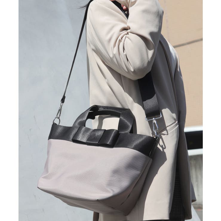 グレージュ×ブラック | ハンドバッグ レディース ショルダーバッグ | ninon