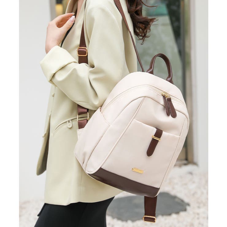 オフホワイト×モカ | リュック レディース 通学 | ninon