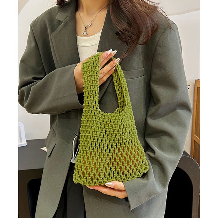 メッシュ 編み込み ハンドバッグ 2点セット B3354 メッシュバッグ 小さめ おしゃれ[品番：NNNA0003314]｜ninon