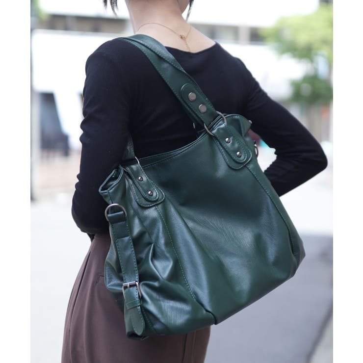 グリーン | トートバッグ レディース ファスナー付き | ninon