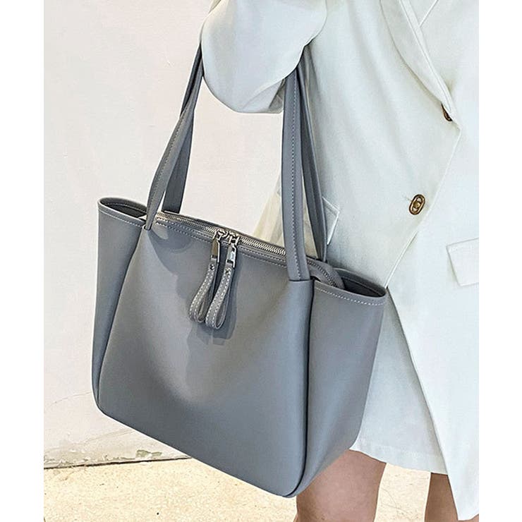 グレー | トートバッグ レディース ファスナー付き | ninon