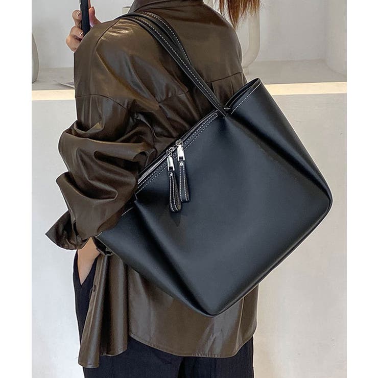ブラック | トートバッグ レディース ファスナー付き | ninon