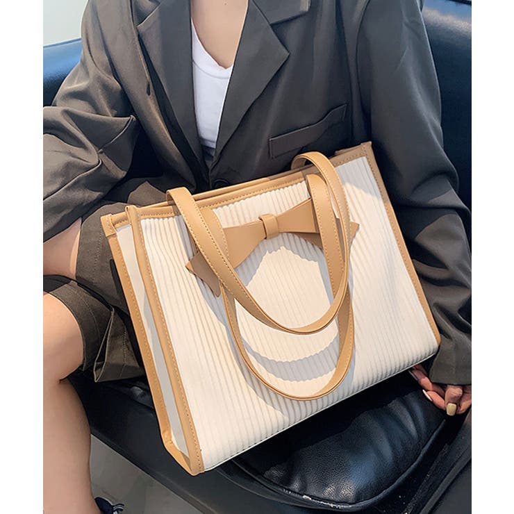 ホワイト/ベージュ | トートバッグ レディース おしゃれ | ninon