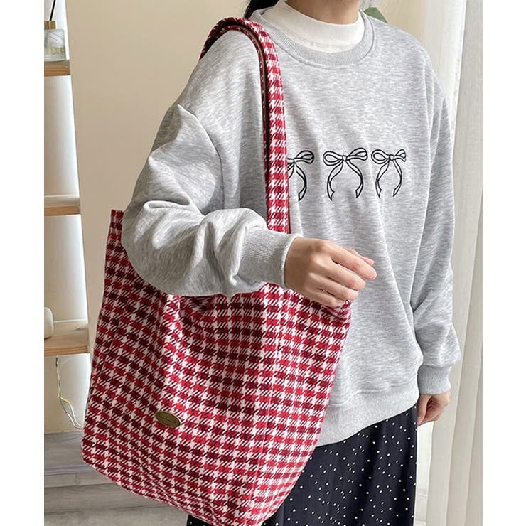 レッド(シェパード・チェック) | トートバッグ レディース おしゃれ | ninon