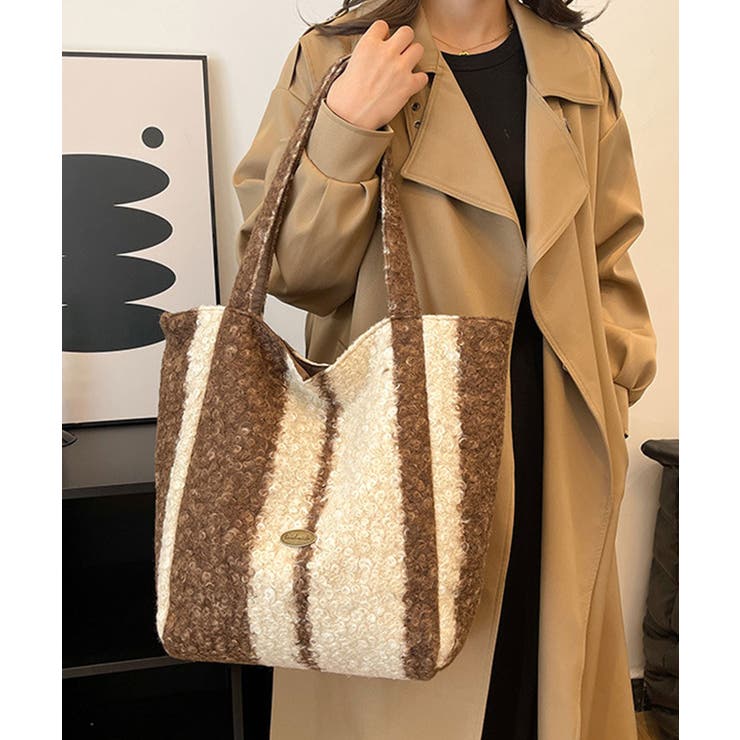 ブラウン×ベージュ(ストライプ) | トートバッグ レディース おしゃれ | ninon