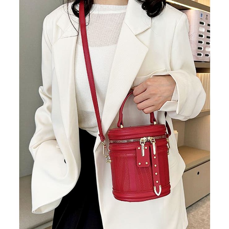 レッド | バニティバッグ ショルダー 黒 | ninon