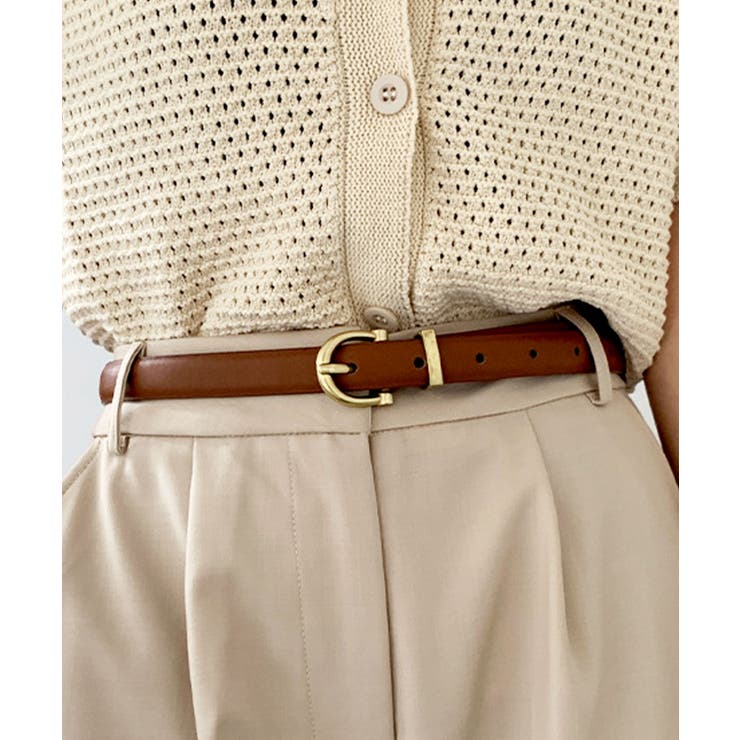 ラウンド/ブラウン | ベルト レディース PUレザー | ninon