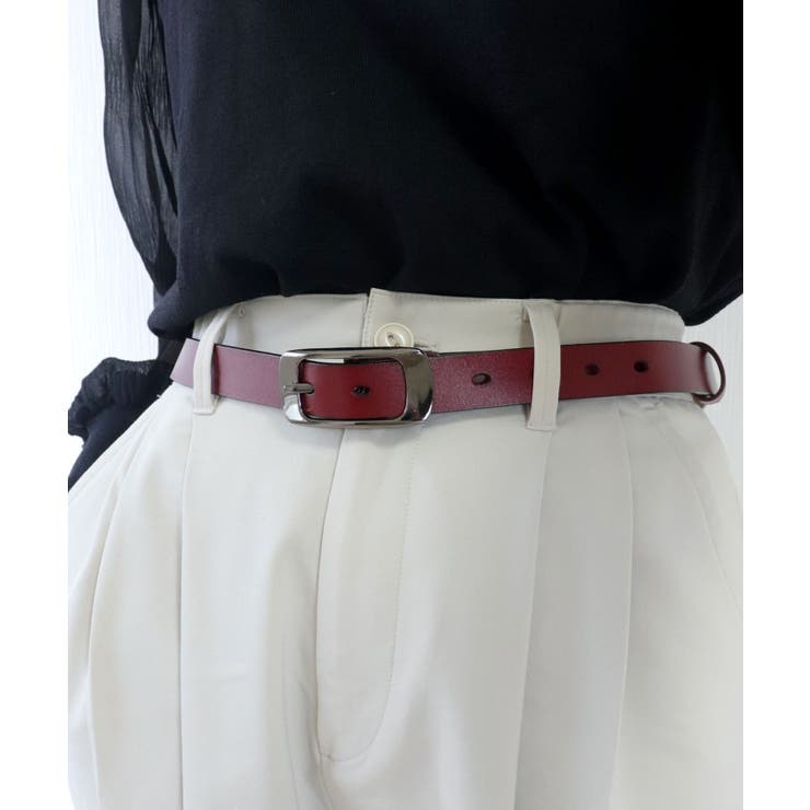ワインレッド×ガンメタ | ベルト レディース メンズ | ninon