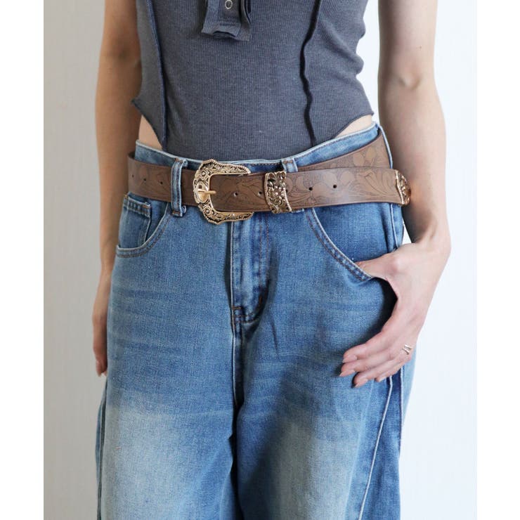 フラワーモチーフ/GD/3.8cm幅 | ベルト レディース おしゃれ | ninon