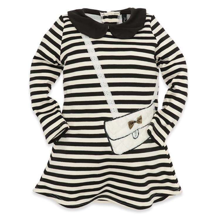 裏ベロア襟付き鞄刺繍入りボーダー長袖ワンピース 品番 Nmyk 西松屋 ニシマツヤ のキッズファッション通販 Shoplist ショップリスト