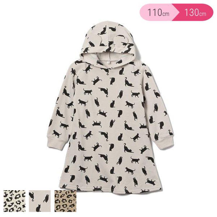 裏起毛アニマル総柄耳フード付きワンピース 品番 Nmyk 西松屋 ニシマツヤ のキッズ ファッション通販 Shoplist ショップリスト