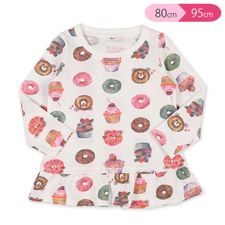 裾フリルスイーツ総柄長袖tシャツ 品番 Nmyk 西松屋 ニシマツヤ のキッズファッション通販 Shoplist ショップリスト