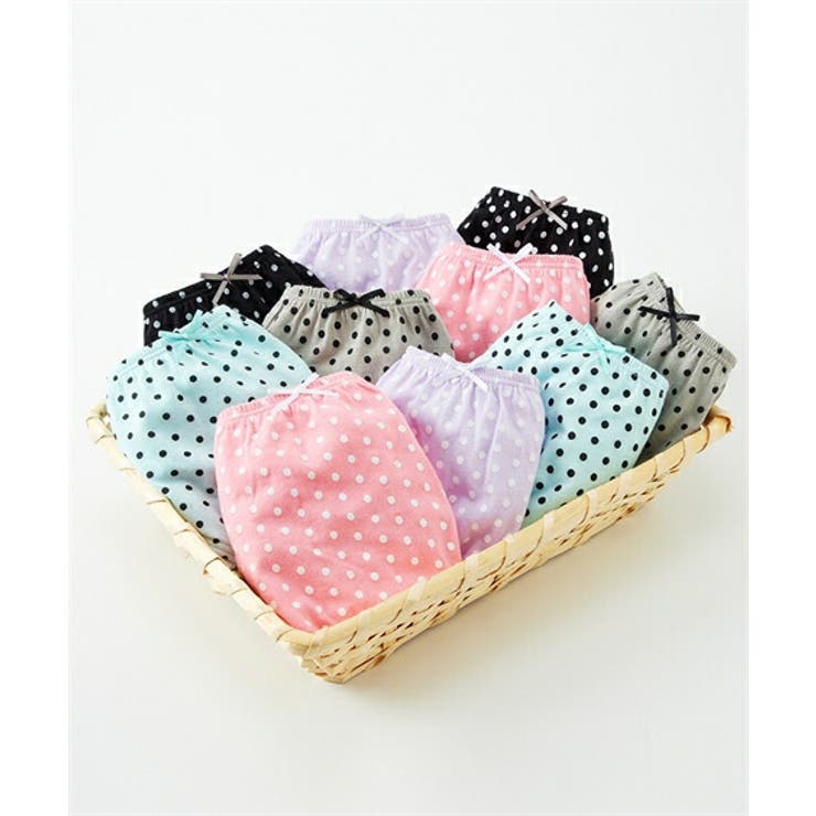 シンプルドット | 綿１００％プリント ゴムが肌側にあたらないショーツ１０枚組 | nissen