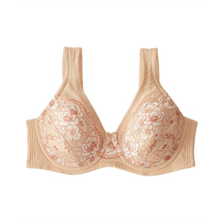 ベージュ | 爽やか！肩裏クッション付で楽ちんな脇 背中すっきりブラジャー（吸汗速乾）（日本製… | nissen