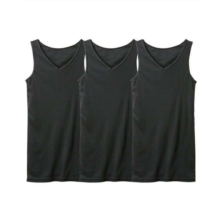 黒3枚 | 吸汗速乾 ロング丈綿混タンクトップ３枚組 | nissen