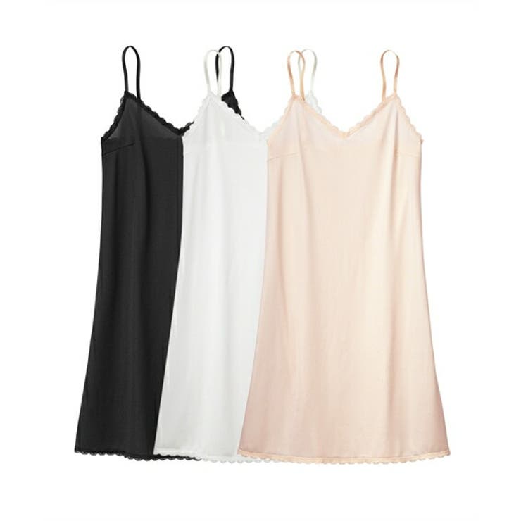 FOUR SIS & CO. ベージュ レース付きスリップ ランジェリー レース付 スリップ[品番：NISW0000582]｜nissen
