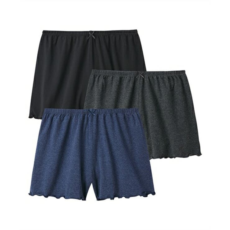 チャコールグレー+黒+ネ | ショーツ 大きいサイズ 綿混 | nissen