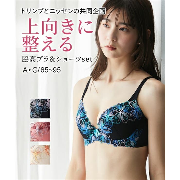 G85 G95 脇高刺しゅうレースブラジャーショーツセット [品番：NISW0000759]｜nissen（ニッセン）のレディースファッション通販｜SHOPLIST（ショップリスト）