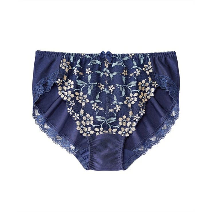 ナイトネイビー(わすれ | やや深ばき丈編レースコーディネートショーツ（わすれな草柄）（トリンプ）（n，FU… | nissen