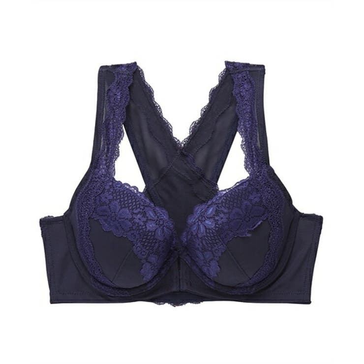 ネイビー | ブラジャー 肩ひも太め バッククロス | nissen