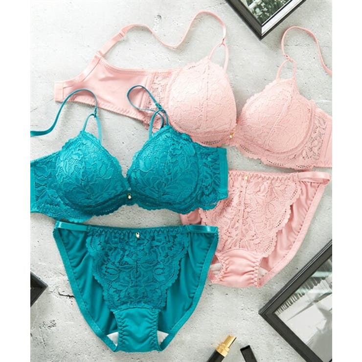 NAO LINGERIE ティール レース ノンワイヤーブラ ショーツセット NAO LINGERIE ティール レース ノンワイヤーブラ ショーツセット