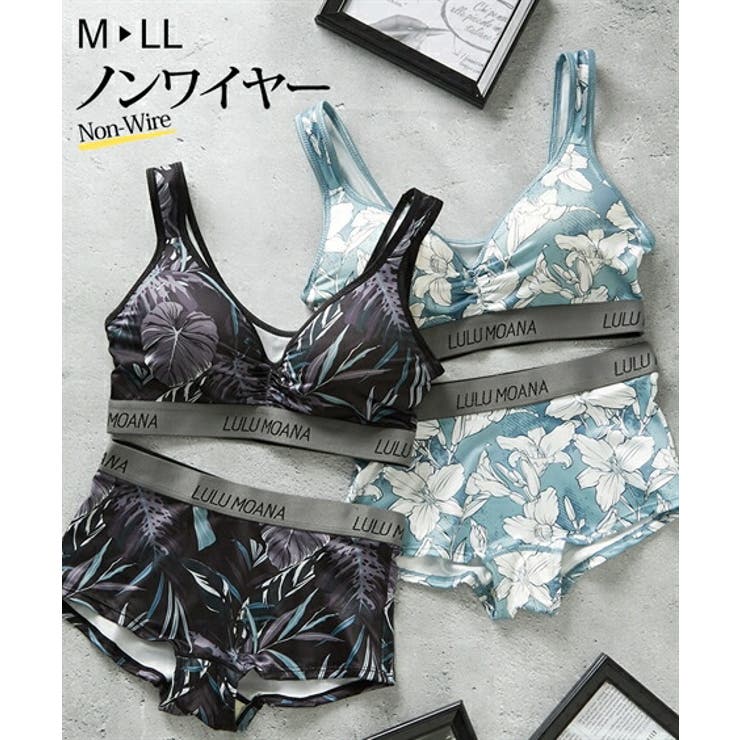 ボタニカルプリント ハーフトップブラジャーショーツセット | nissen | 詳細画像1