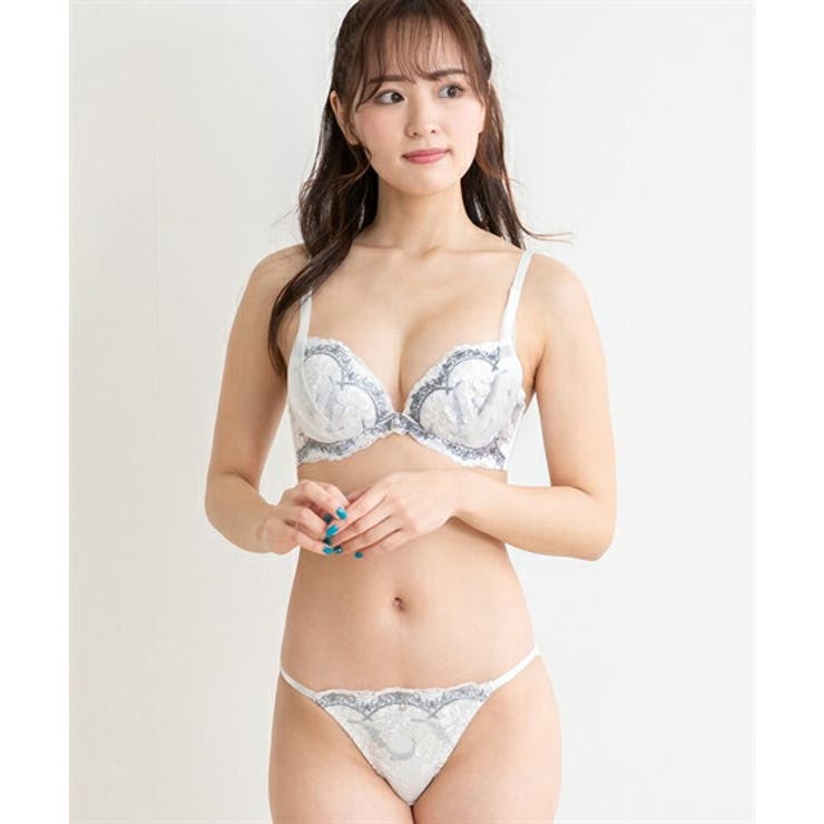 サイドリフトフラワーラメアーチ刺しゅうブラジャーショーツセット