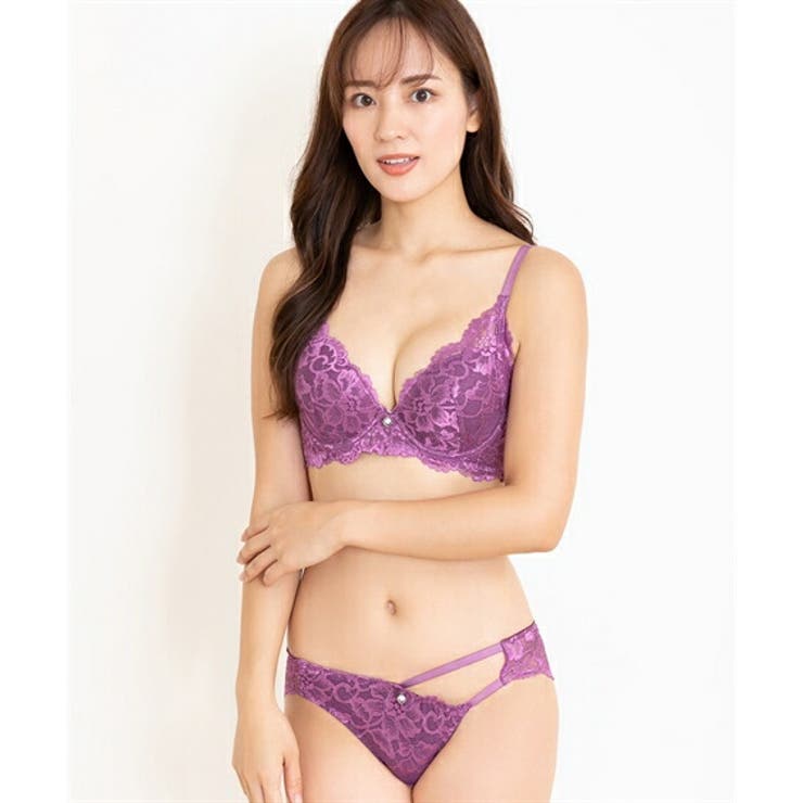 B85/LL-F100/5L)ローズ柄総レース ブラジャーショーツセット
