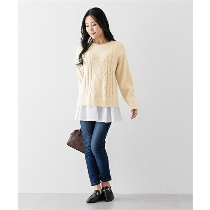 (FM-FLL)【大きい胸専用】裾フリル付ケーブル編ニット | nissen | 詳細画像13