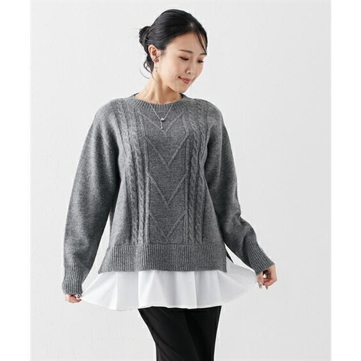 (FM-FLL)【大きい胸専用】裾フリル付ケーブル編ニット | nissen | 詳細画像16