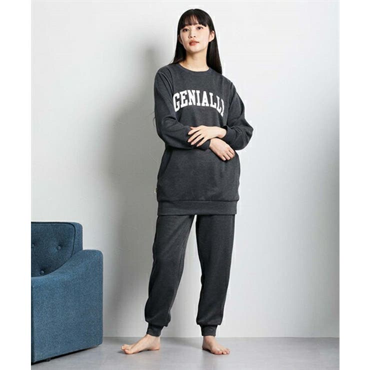 やわらかダンボールニットビッグトレーナー風ロゴ入りルームウェア上下セット | nissen | 詳細画像6