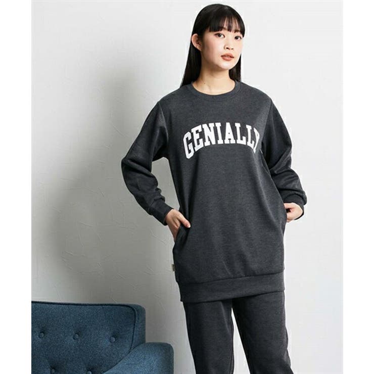 やわらかダンボールニットビッグトレーナー風ロゴ入りルームウェア上下セット | nissen | 詳細画像7