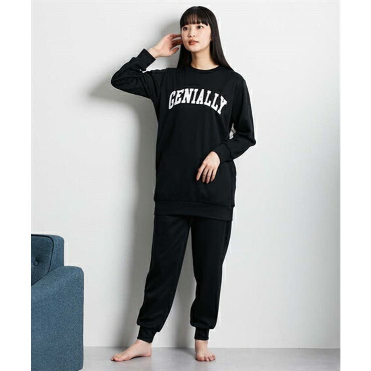 やわらかダンボールニットビッグトレーナー風ロゴ入りルームウェア上下セット | nissen | 詳細画像11