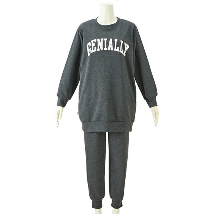 やわらかダンボールニットビッグトレーナー風ロゴ入りルームウェア上下セット | nissen | 詳細画像12