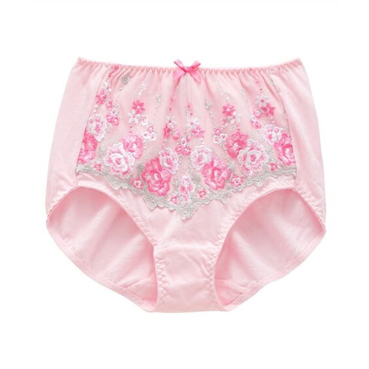 ピンク | 綿１００％ レースがおなかにあたりにくい深ばき丈ショーツ【1枚から買える！】 | nissen