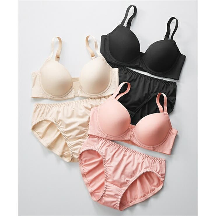 【るる】Salute ブラジャーショーツ２枚セット 新品 小花×ギャザーシフォンリフト ノンワイヤーブラジャー・ショーツ