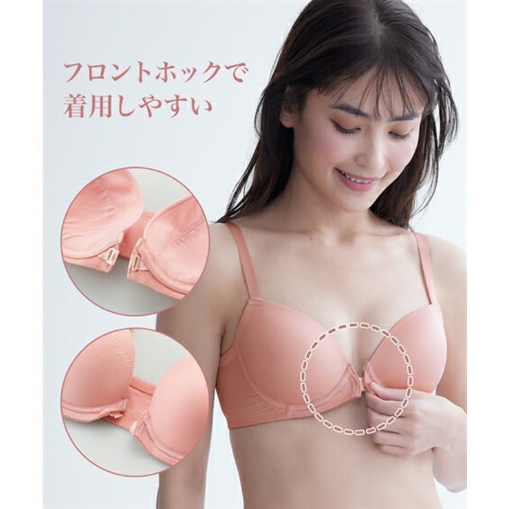 シンプルフロントホックシームレスブラジャーショーツ3セット組