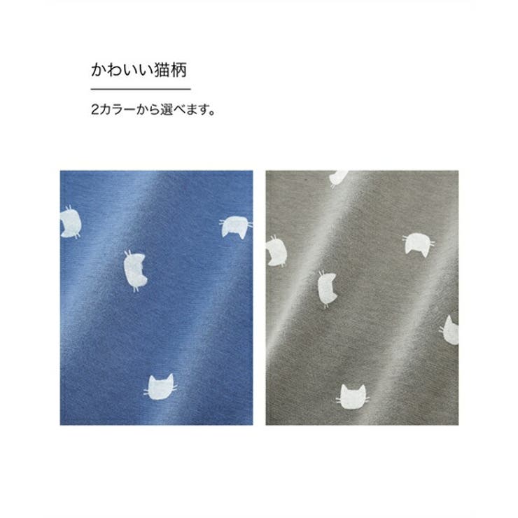 M-LL)綿100%薄手がうれしい前開き5分袖猫柄パジャマ[品番
