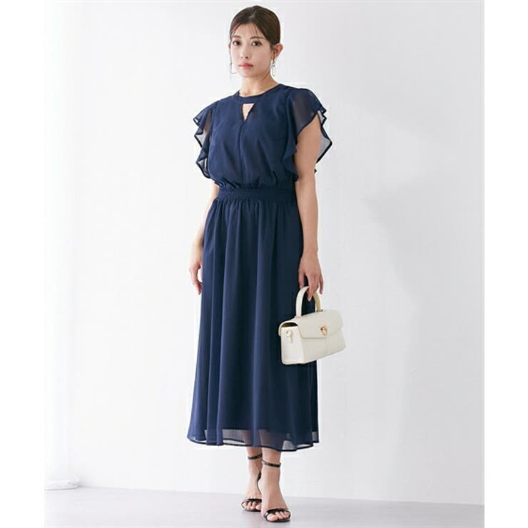 大きい胸専用】フリルデザインワンピース(ポケット付）[品番