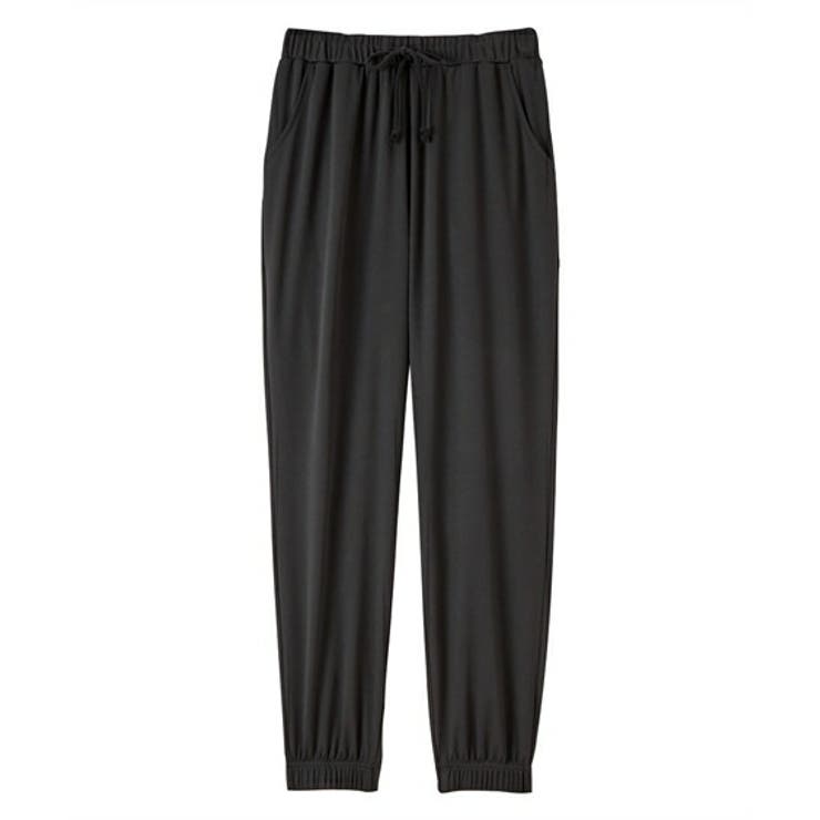 黒 | 吸汗速乾 ジャージリラックス裾ゴムロングパンツ | nissen