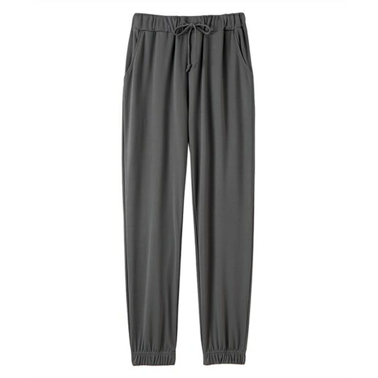 チャコール | 吸汗速乾 ジャージリラックス裾ゴムロングパンツ | nissen