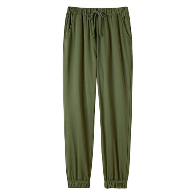 カーキ | 吸汗速乾 ジャージリラックス裾ゴムロングパンツ | nissen