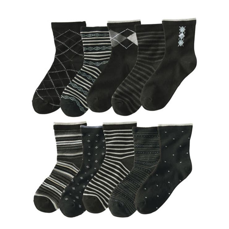 モノトーン10足組 | 足口ゆったり モノトーンクルーソックス１０足組 | nissen