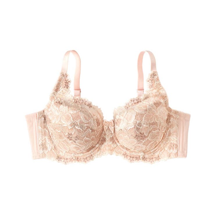 D70 D85 脇高編レースフルカップブラジャー(ピオニー柄）[品番