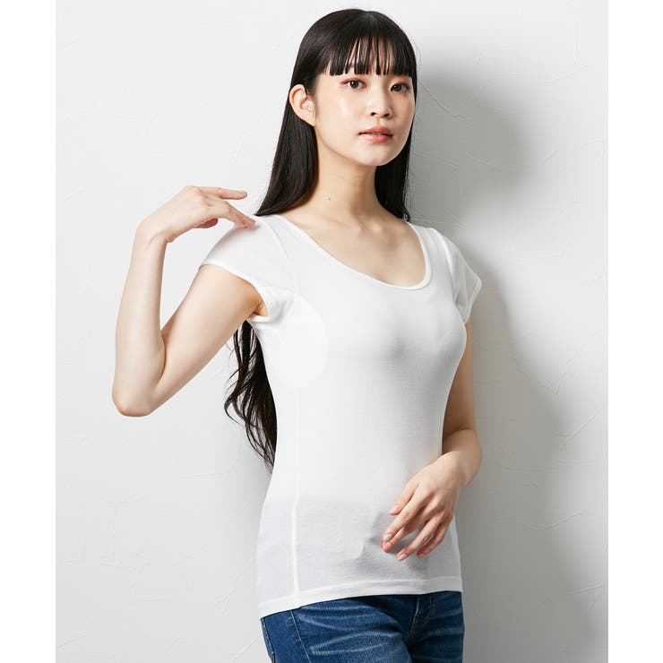 吸汗速乾 綿混汗取り付フレンチ袖インナー２枚組 | nissen | 詳細画像12 