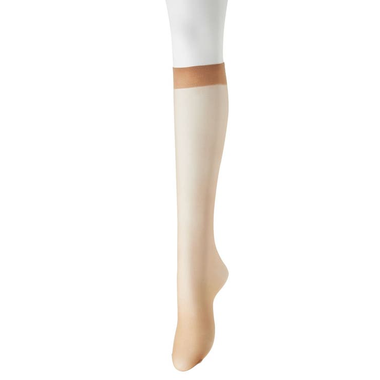 ベージュ3(つま先スルー) | (22~25cm)丈夫で伝線しにくい足口ゆったりハイソックスストッキング９足組 | nissen