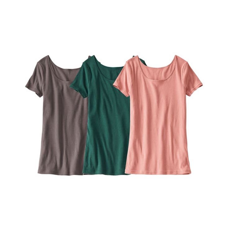 チャコール+ダークグリ | (3L-6L)綿100%半袖インナー3枚組 | nissen