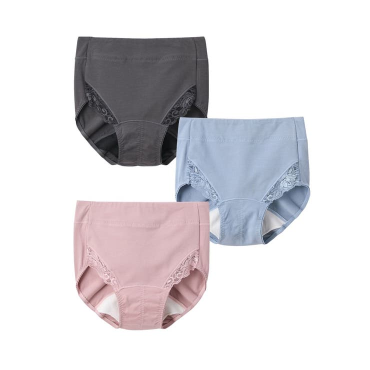 グレイッシュカラー(新型) | 【365日使える】綿混ストレッチ ポケット付深ばき丈サニタリーショーツ昼用３枚組… | nissen