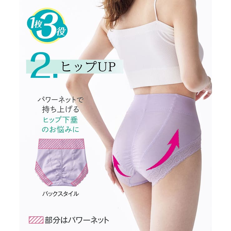 1枚3役 綿混ストレッチ お腹＆ヒップサポート レース深ばき丈ショーツ４枚組 | nissen | 詳細画像5 